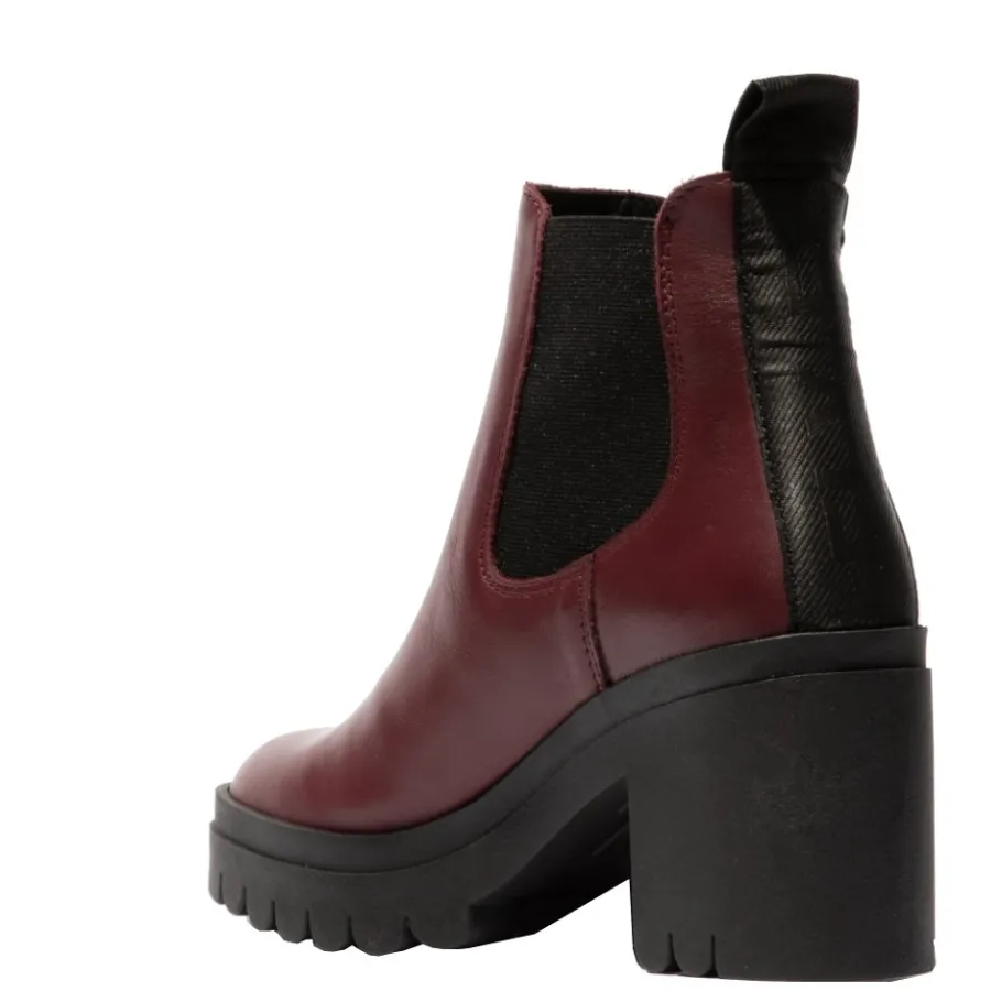 Clearance Botki damskie Fly London TOPE 520 skórzane bordowy P144520025 Damskie Sztyblety|Botki