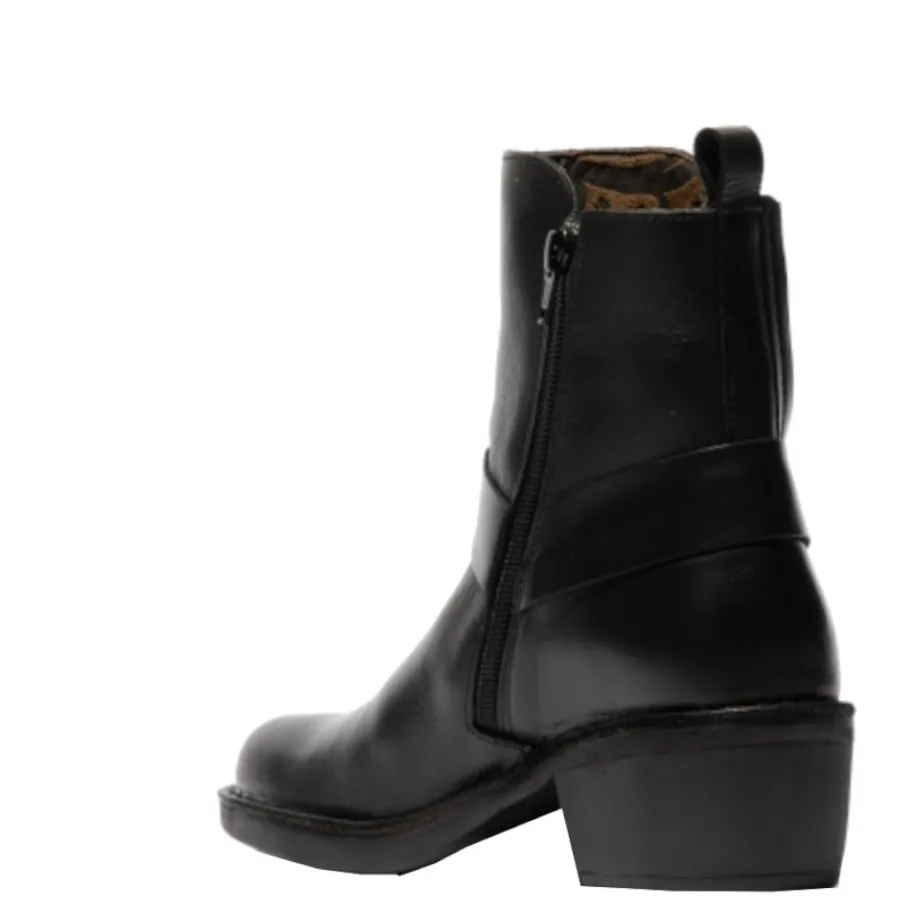 Outlet Botki damskie Fly London MEBI skórzane czarny P211123000 Damskie Botki