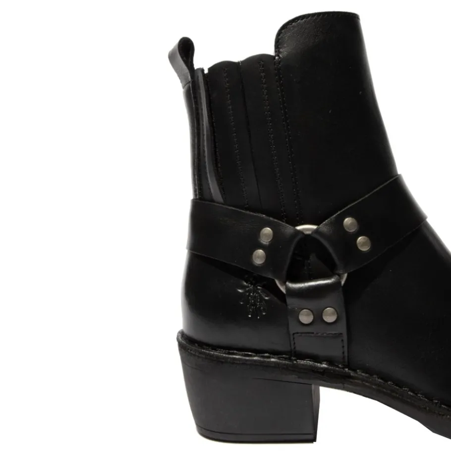 Outlet Botki damskie Fly London MEBI skórzane czarny P211123000 Damskie Botki
