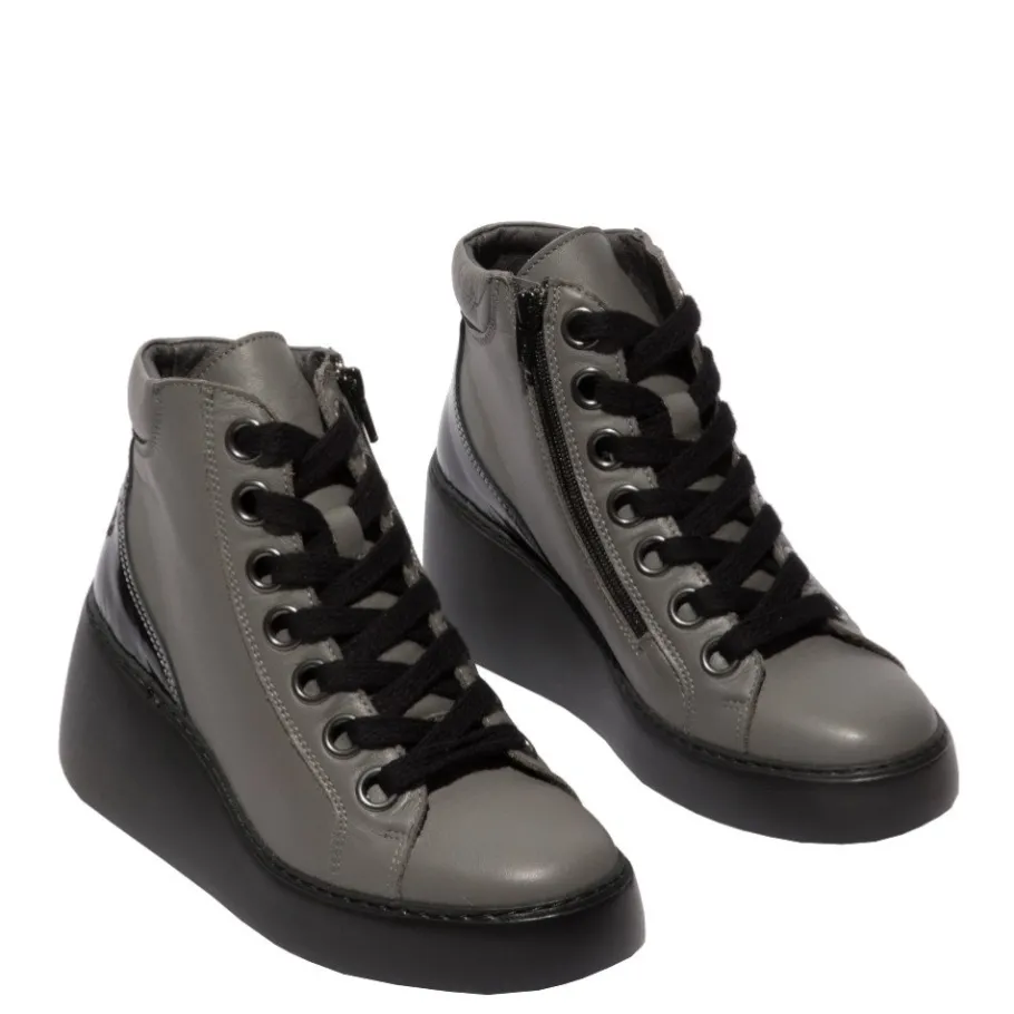 Online Botki damskie Fly London DICE 468 skórzane szary P601468001 Damskie Botki