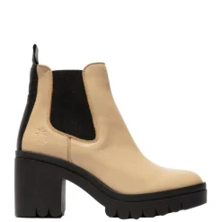 Hot Botki damskie Fly London TOPE 520 skórzane kremowy P144520028 Damskie Sztyblety|Botki