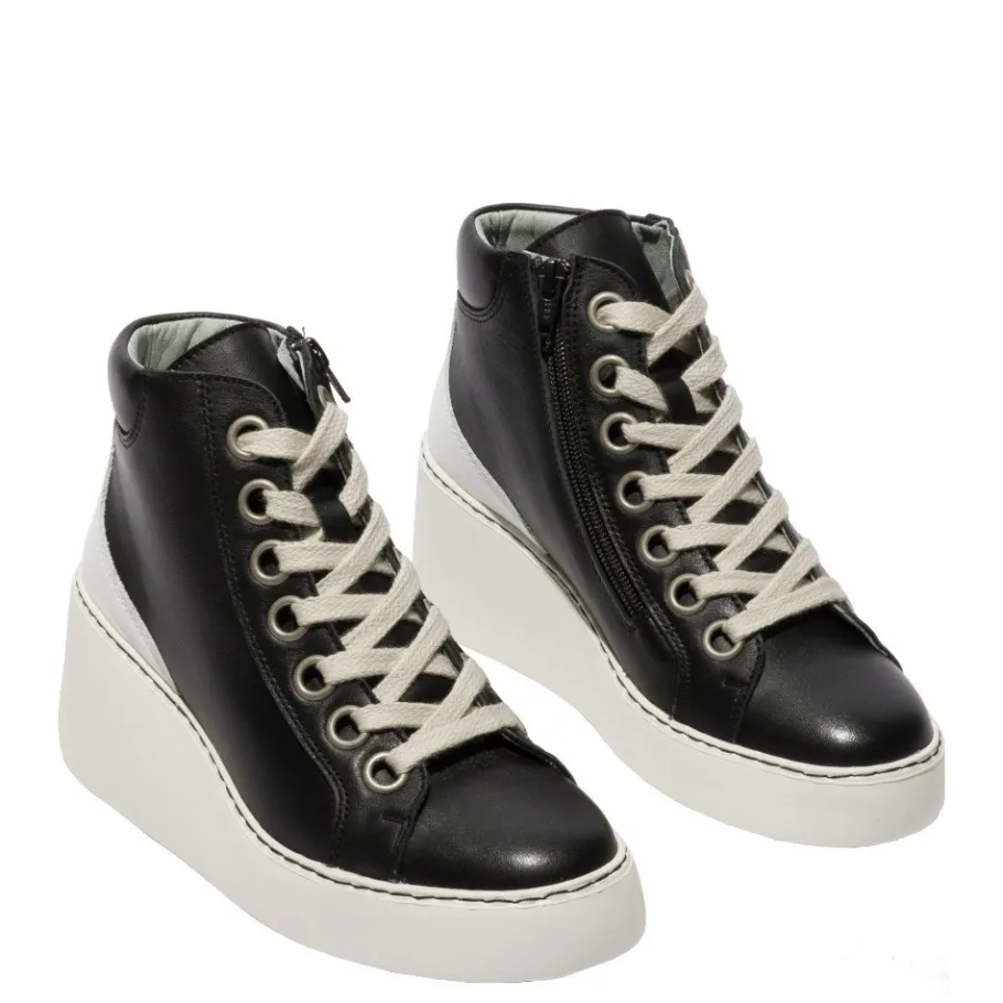 Clearance Botki damskie Fly London DICE 468 skórzane biało czarny P601468008 Damskie Botki