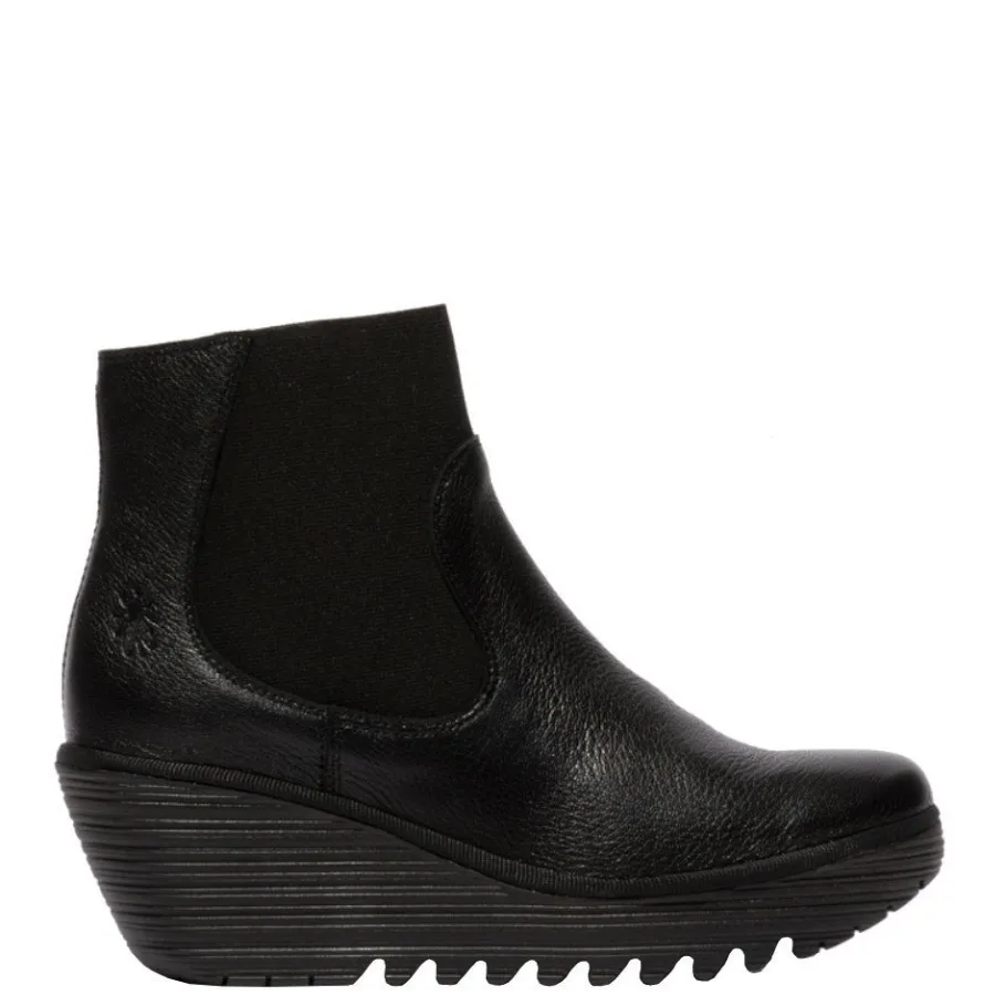 Outlet Botki damskie Fly London YADE 398 skórzane czarny P501398000 Damskie Botki