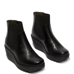 Outlet Botki damskie Fly London YADE 398 skórzane czarny P501398000 Damskie Botki