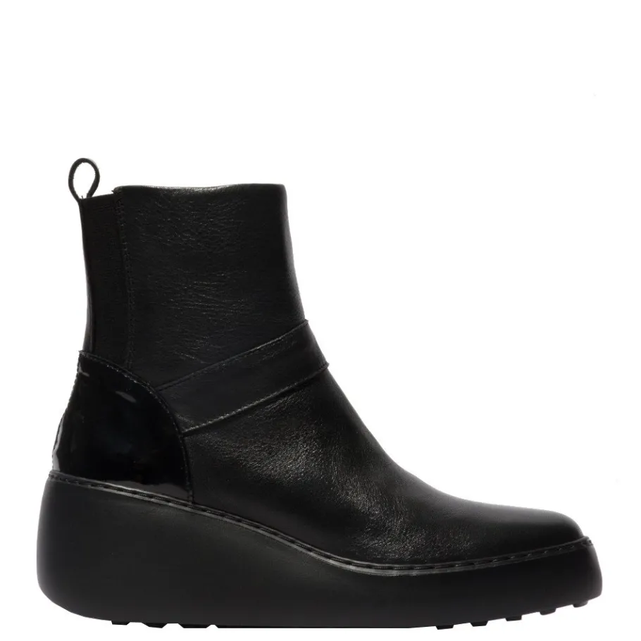New Botki damskie Fly London DOXE 604 skórzane czarny P601604000 Damskie Botki