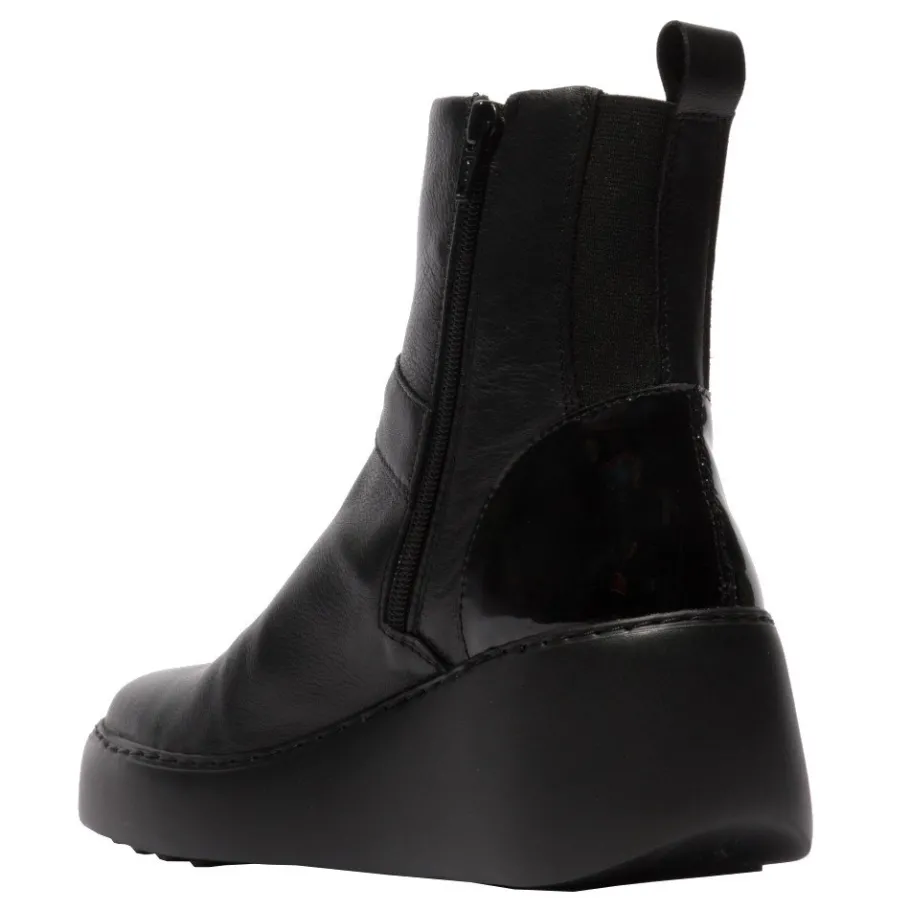 New Botki damskie Fly London DOXE 604 skórzane czarny P601604000 Damskie Botki