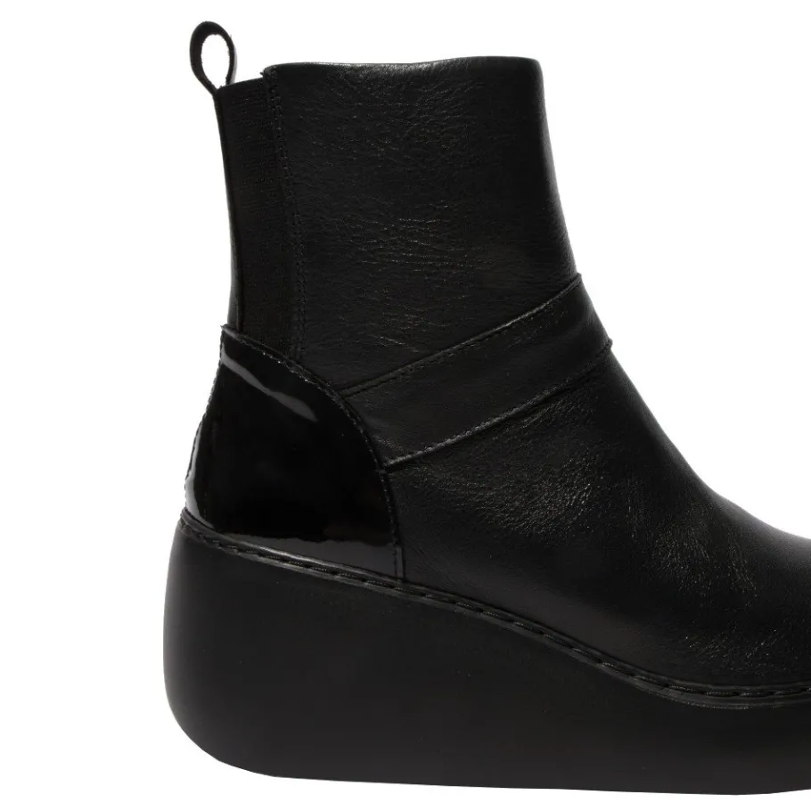 New Botki damskie Fly London DOXE 604 skórzane czarny P601604000 Damskie Botki