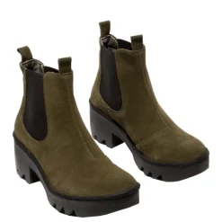 Clearance Botki damskie Fly London TRIG 514 skórzane zielony P501514006 Damskie Sztyblety|Botki