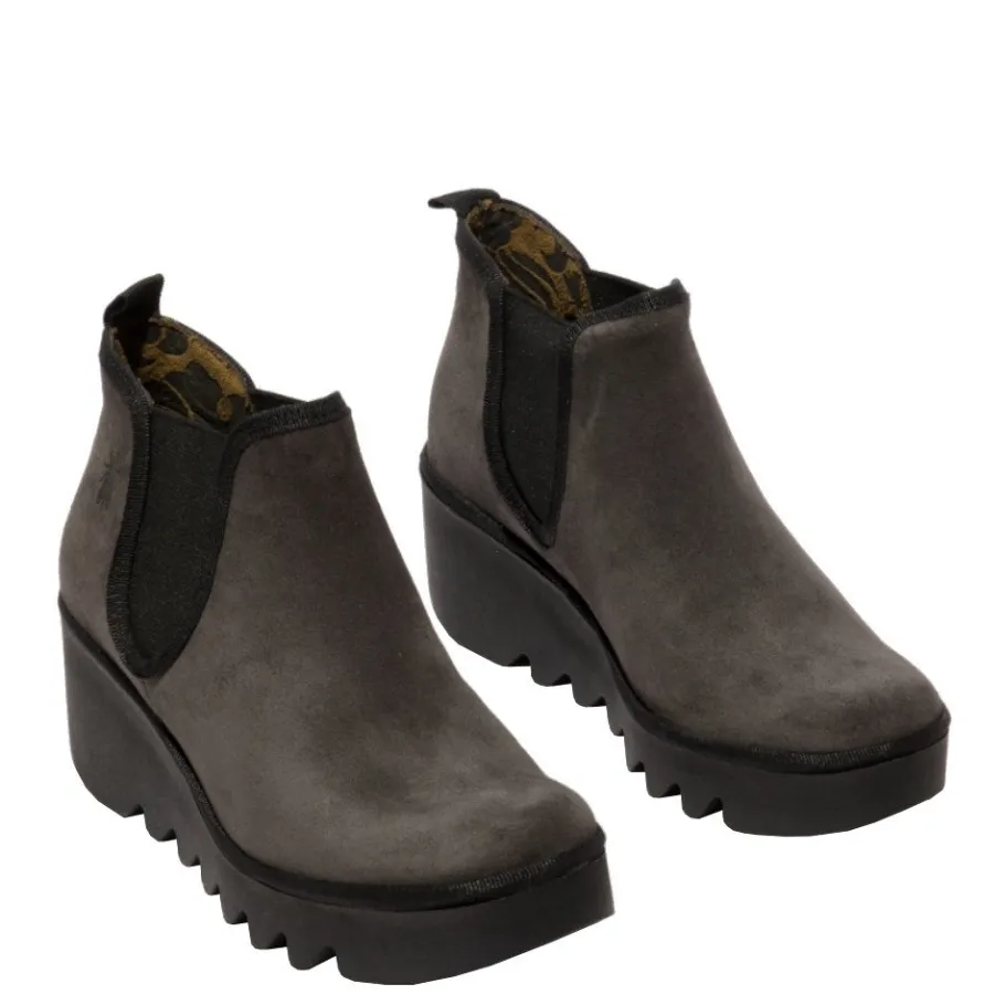 Outlet Botki damskie Fly London BYNE 349 skórzane szary P501349021 Damskie Botki