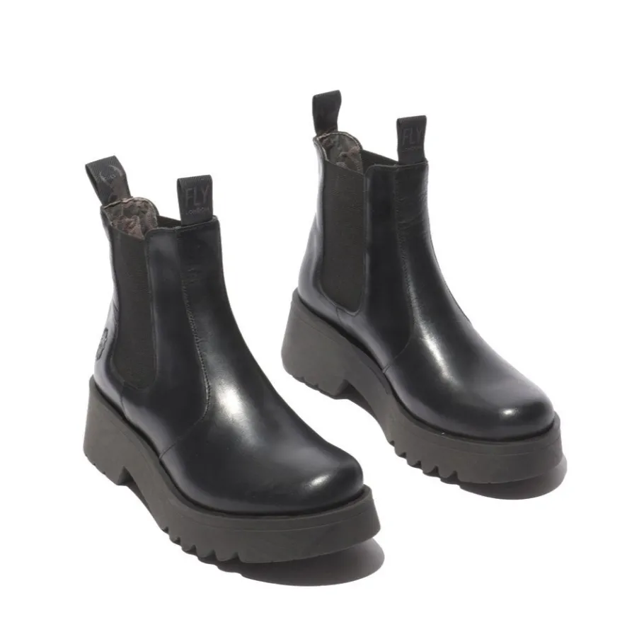 Outlet Botki damskie Fly London MEDI 789 skórzane czarny P144789000 Damskie Botki