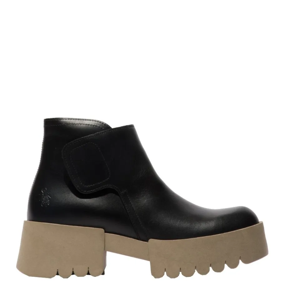 Discount Botki damskie Fly London ENDO 006 skórzane czarno beżowy P145006001 Damskie Botki