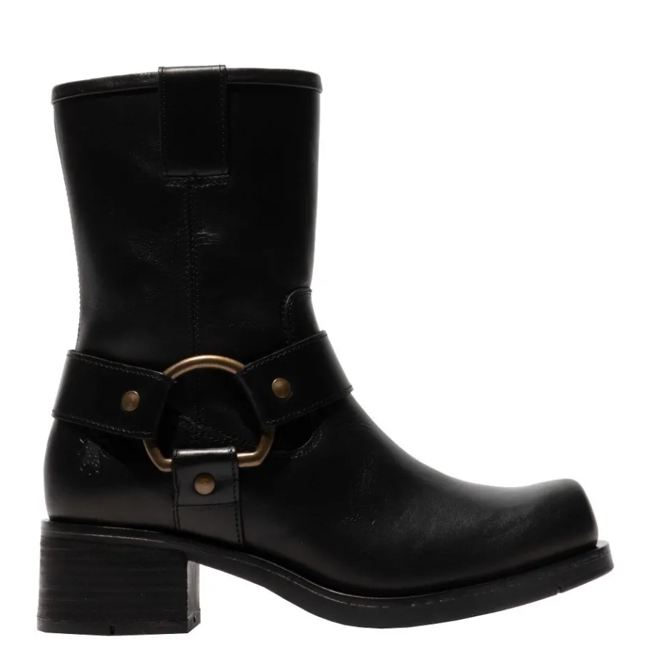 Clearance Botki damskie Fly London REVA 010 skórzane czarny P145010000 Damskie Botki