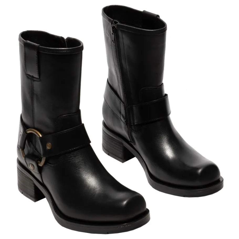 Clearance Botki damskie Fly London REVA 010 skórzane czarny P145010000 Damskie Botki