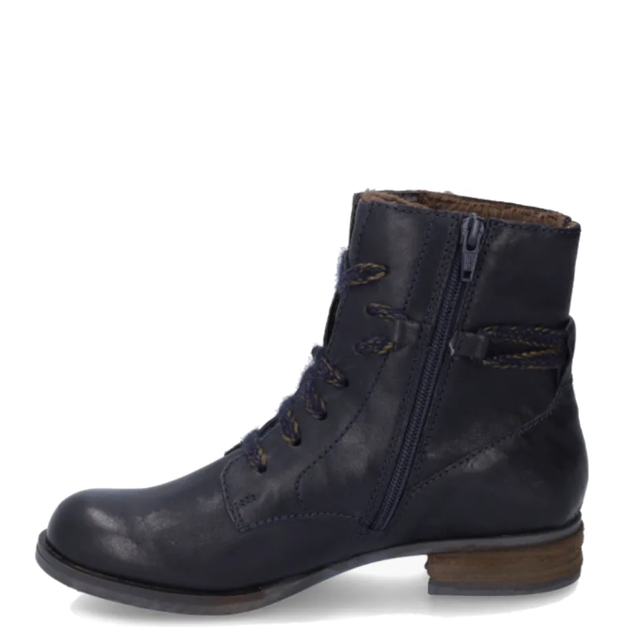 Sale Botki damskie Josef Seibel SANJA 18 skórzane niebieski 76518 VL160 530 Ocieplane Damskie Botki
