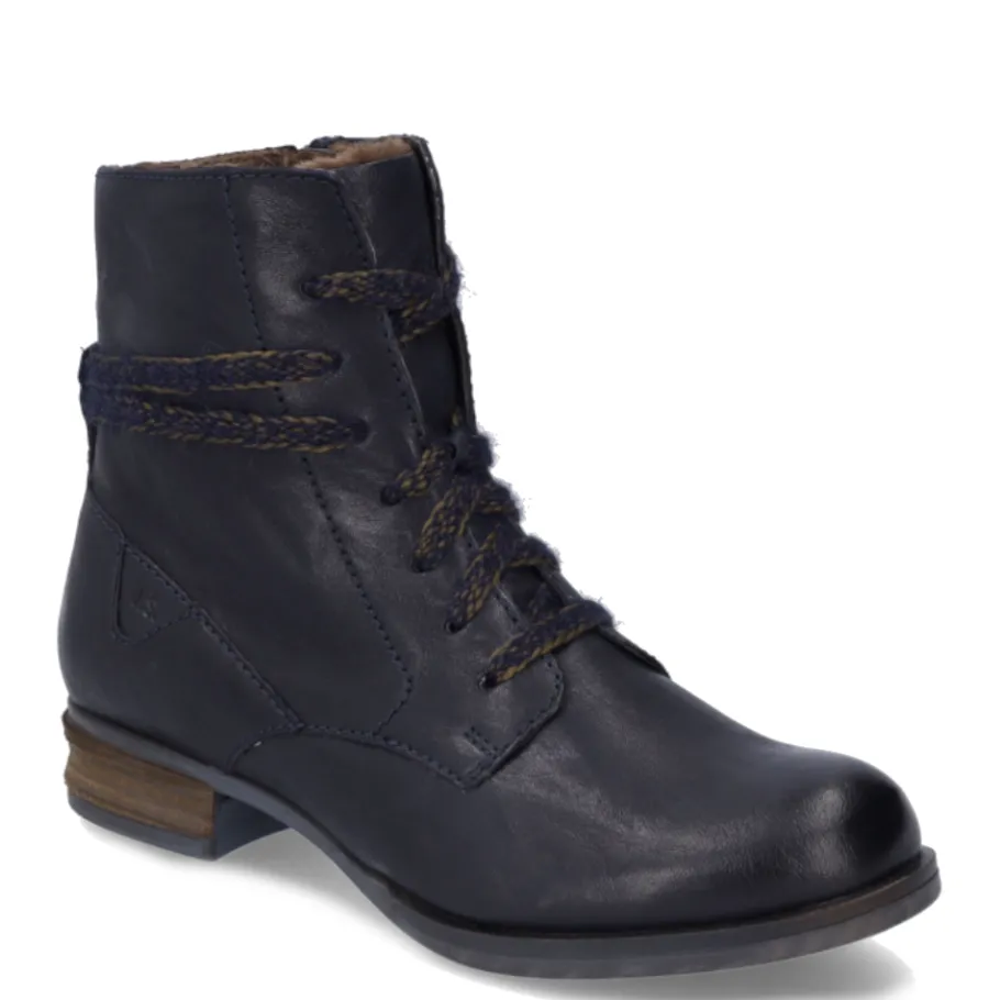 Sale Botki damskie Josef Seibel SANJA 18 skórzane niebieski 76518 VL160 530 Ocieplane Damskie Botki