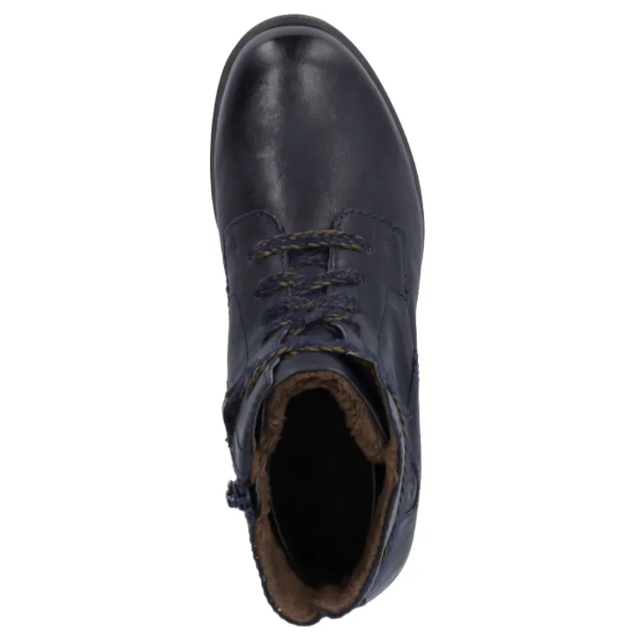 Sale Botki damskie Josef Seibel SANJA 18 skórzane niebieski 76518 VL160 530 Ocieplane Damskie Botki