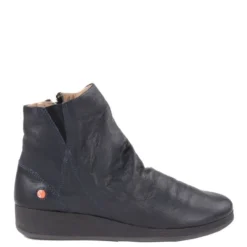 Sale Botki damskie Softinos AYO 411 skórzane niebieski P900411002 Damskie Botki