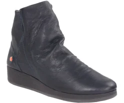 Sale Botki damskie Softinos AYO 411 skórzane niebieski P900411002 Damskie Botki
