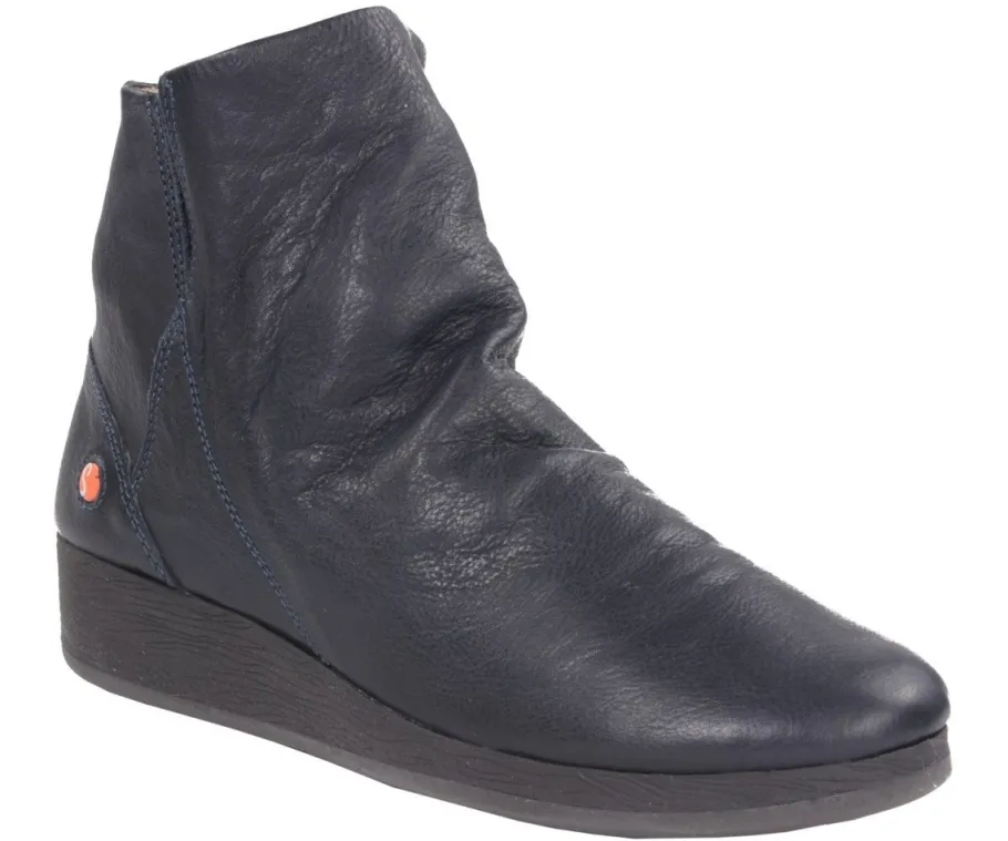 Sale Botki damskie Softinos AYO 411 skórzane niebieski P900411002 Damskie Botki