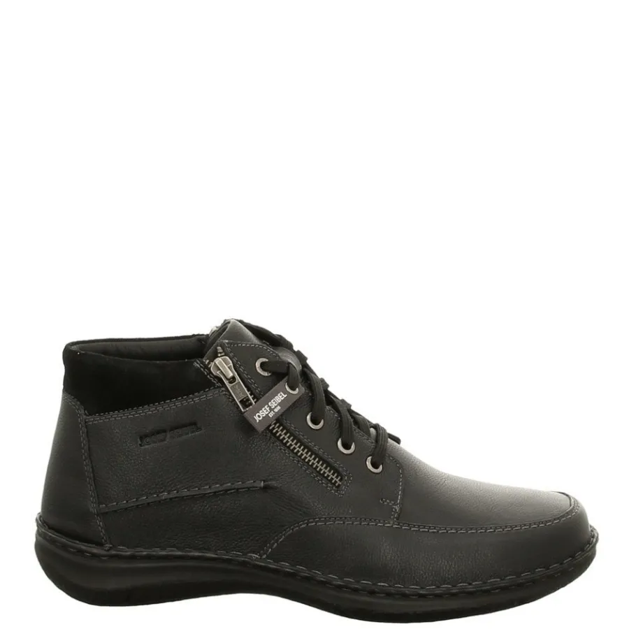 Clearance Botki męskie Josef Seibel ANVERS 84 skórzane czarny 43684 PL238 100 Ocieplane Męskie Botki