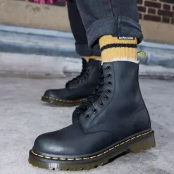 Best Buty Dr. Martens 1460 SERENA Black Burnished Wyoming Ocieplane 21797001 Damskie Botki|Botki
