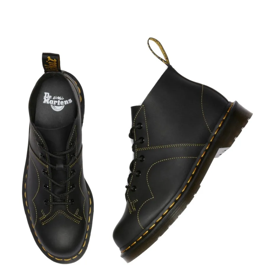 Clearance Buty Dr. Martens CHURCH MONKEY BOOTS Black Greasy 41089001 Damskie Botki|Botki