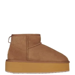 New Buty śniegowce Emu AUSTRALIA STINGER MICRO Flatform skórzane brązowy W13082 Ocieplane Damskie Botki