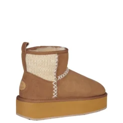 Clearance Buty śniegowce Emu AUSTRALIA STINGER KNIT Flatform skórzane brązowy W13143 Ocieplane Damskie Botki