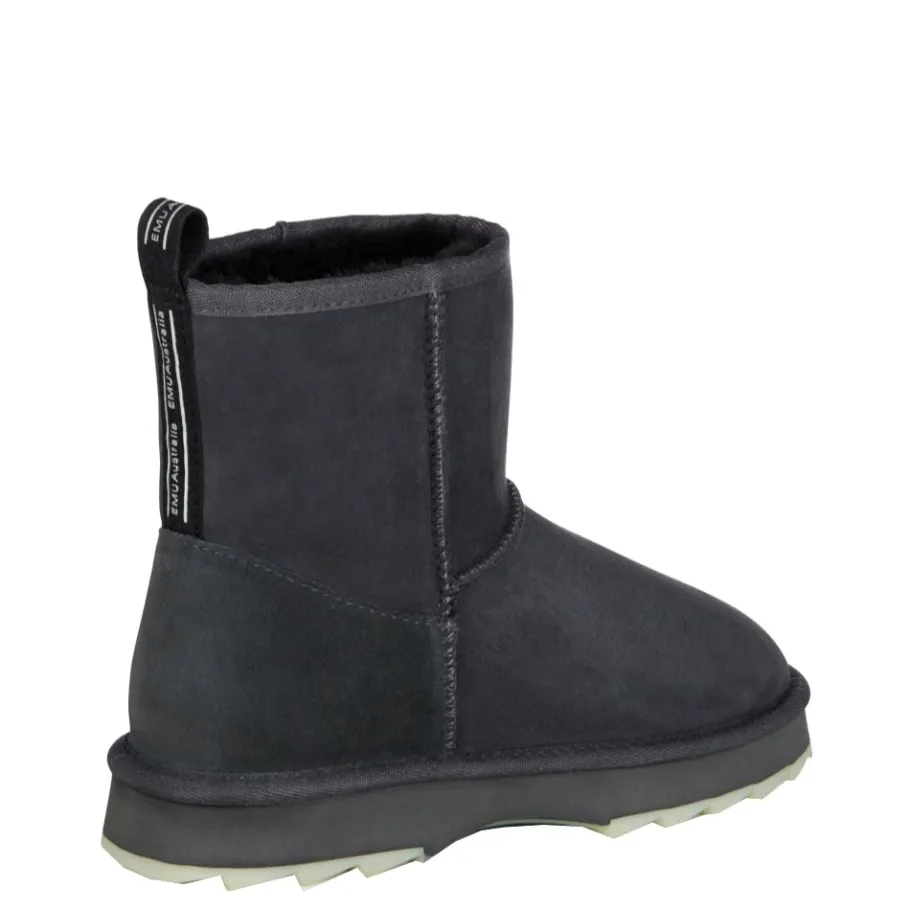 Online Buty śniegowce Emu AUSTRALIA SHARKY skórzane szary W12434 Ocieplane Damskie Botki
