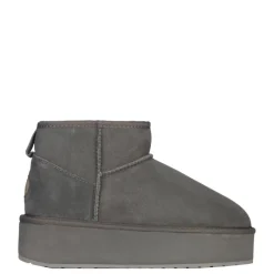 Hot Buty śniegowce Emu AUSTRALIA STINGER MICRO Flatform skórzane szary W13082 Ocieplane Damskie Botki