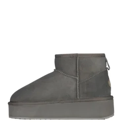 Hot Buty śniegowce Emu AUSTRALIA STINGER MICRO Flatform skórzane szary W13082 Ocieplane Damskie Botki
