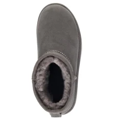 Hot Buty śniegowce Emu AUSTRALIA STINGER MICRO Flatform skórzane szary W13082 Ocieplane Damskie Botki