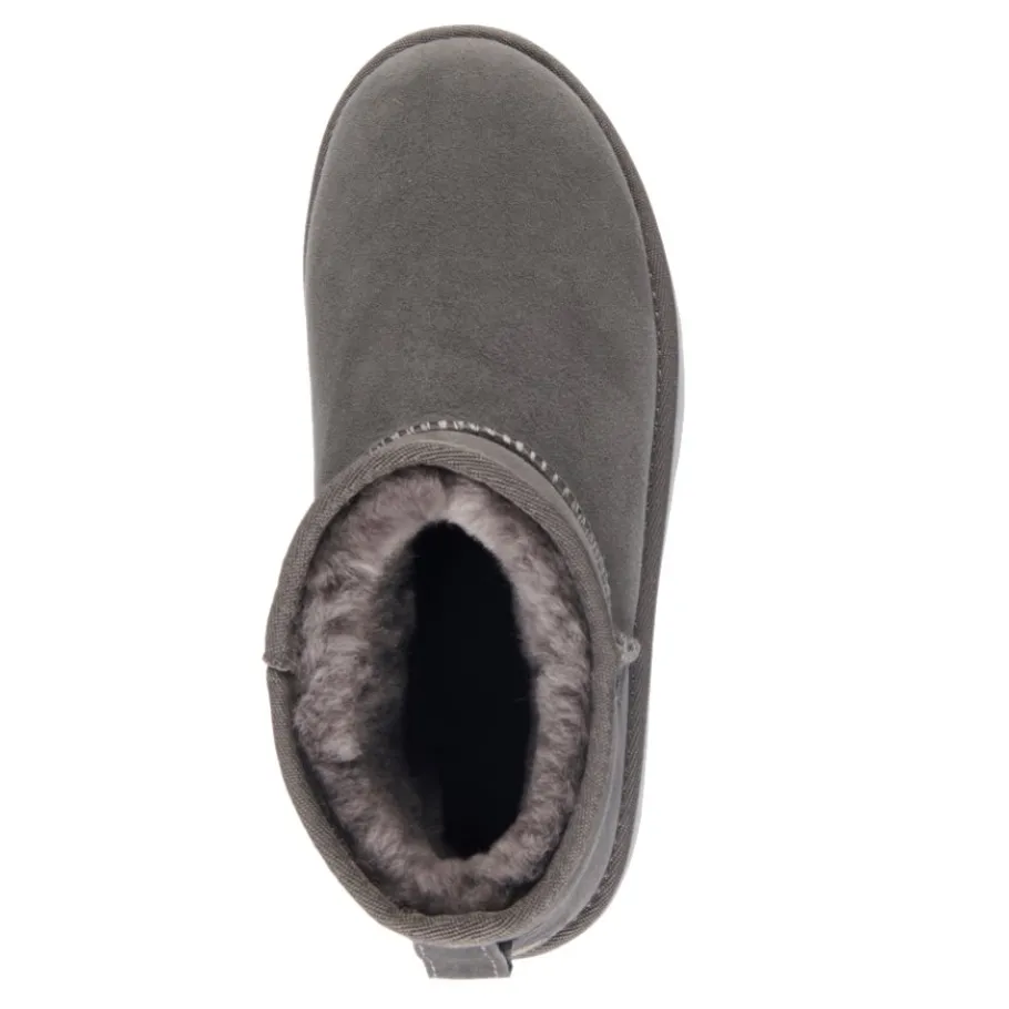 Hot Buty śniegowce Emu AUSTRALIA STINGER MICRO Flatform skórzane szary W13082 Ocieplane Damskie Botki