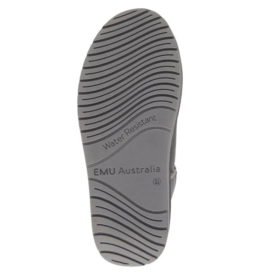 Hot Buty śniegowce Emu AUSTRALIA STINGER MICRO Flatform skórzane szary W13082 Ocieplane Damskie Botki