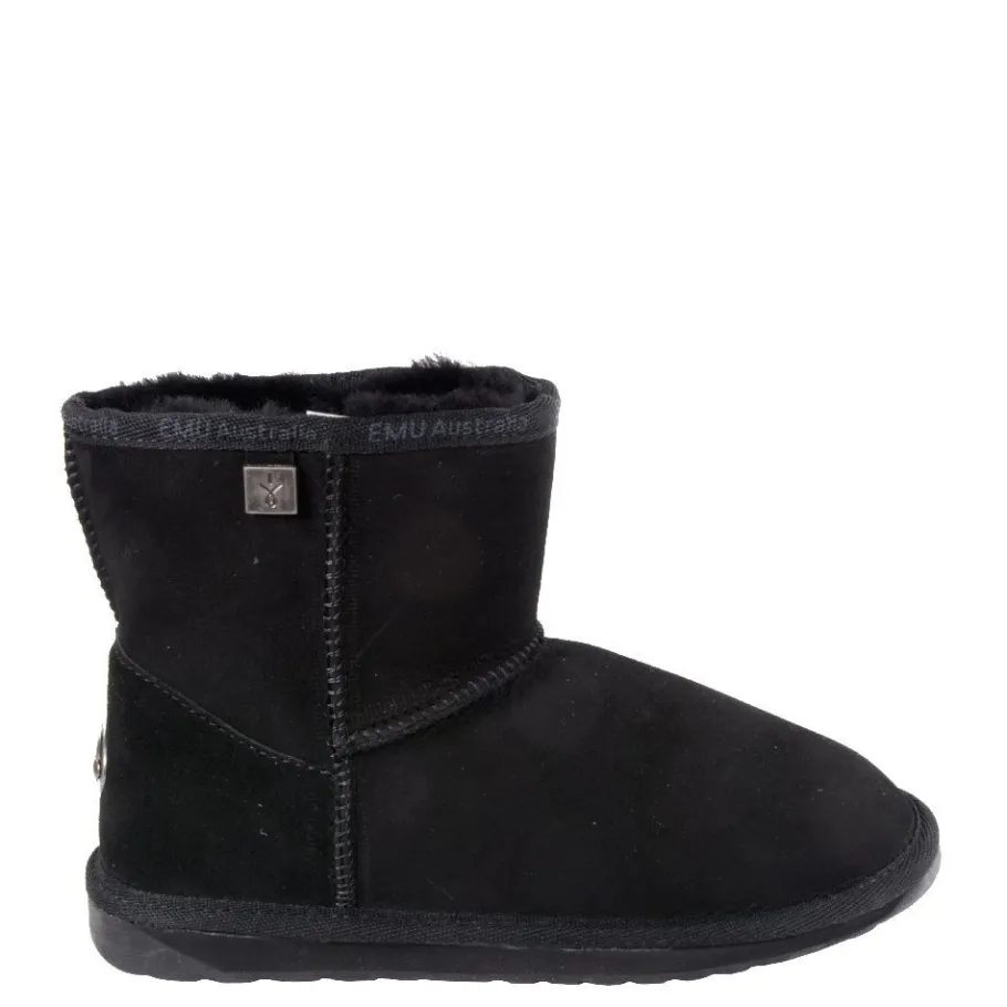 Outlet Buty śniegowcy Emu AUSTRALIA PLATINUM STINGER SLIM MINI skórzane czarny WP20003 WATER RESISTANT Ocieplane Damskie Kozaki