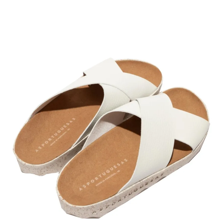 Sale Klapki damskie Asportuguesas CROSS L biały P018276001 Damskie Klapki