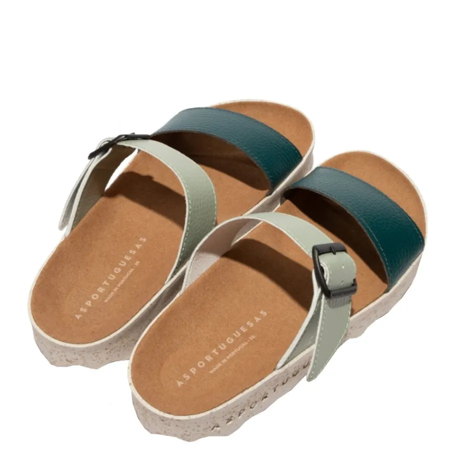 Discount Klapki damskie Asportuguesas COLY L zielony P018225015 Damskie Klapki