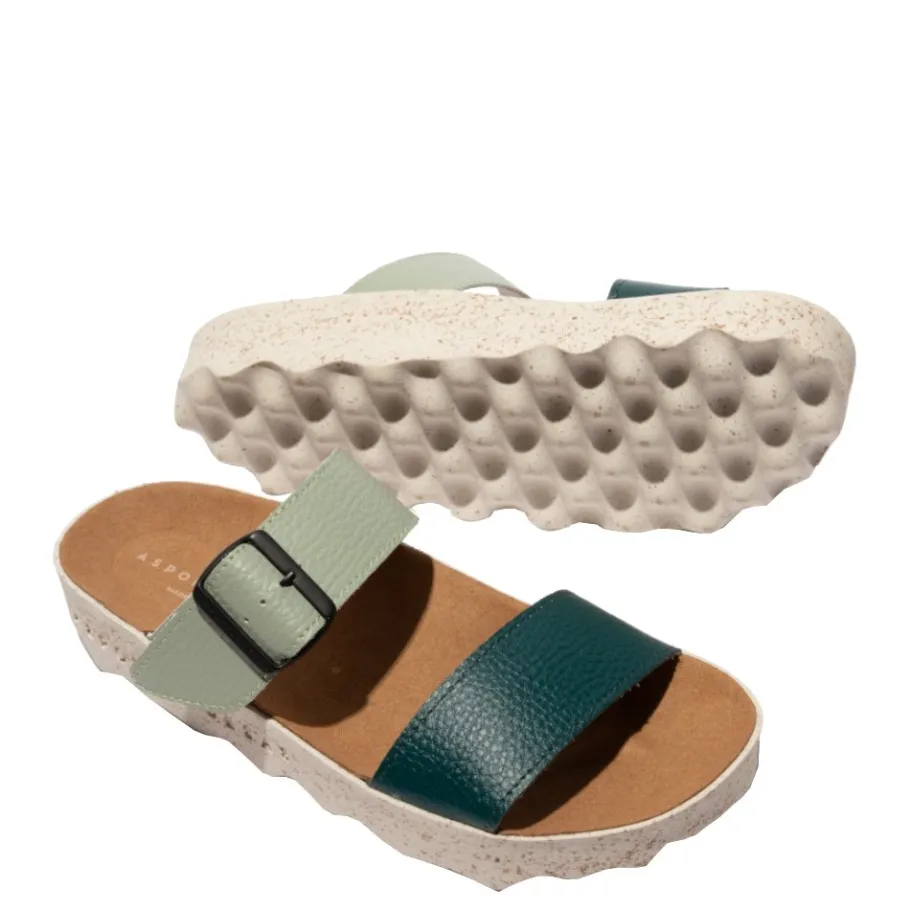 Discount Klapki damskie Asportuguesas COLY L zielony P018225015 Damskie Klapki