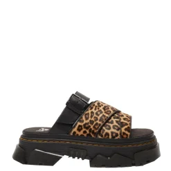 New Klapki Dr. Martens MATTISON SLIDE Light Tan Mini Leopard Spot Hair On 41110200 Damskie Klapki