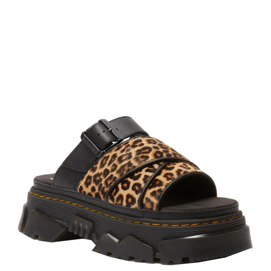 New Klapki Dr. Martens MATTISON SLIDE Light Tan Mini Leopard Spot Hair On 41110200 Damskie Klapki