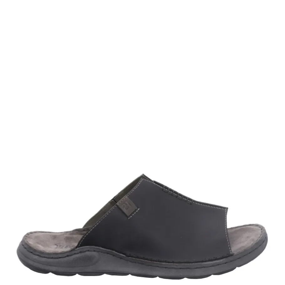 Sale Klapki męskie Josef Seibel MAVERICK 03 skórzane czarny 27103 66 100 Damskie Klapki