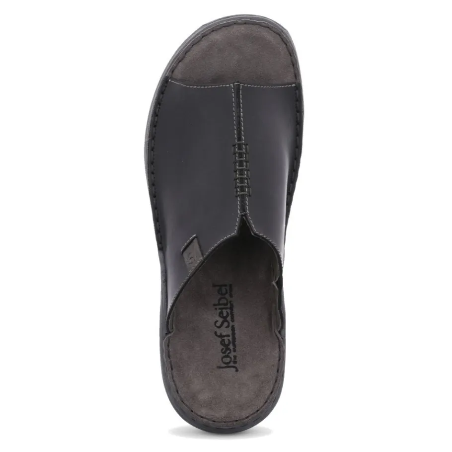 Sale Klapki męskie Josef Seibel MAVERICK 03 skórzane czarny 27103 66 100 Damskie Klapki