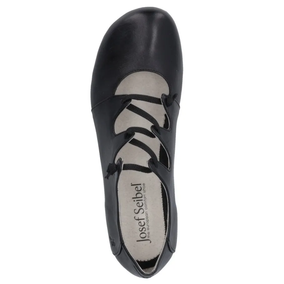 Outlet Półbuty damskie Josef Seibel FIONA 04 skórzane czarny 87204 971 600 Damskie Balerinki|Półbuty