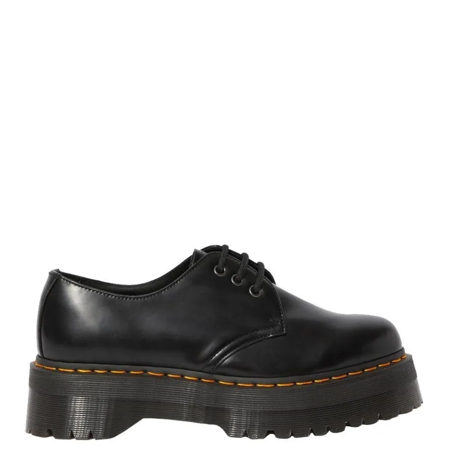 Sale Półbuty Dr. Martens 1461 QUAD PLATFORM Black Polished Smooth 25567001 Damskie Półbuty|Półbuty