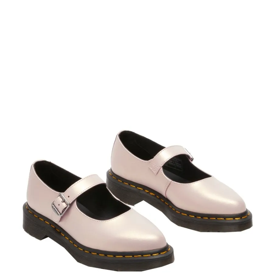 Online Półbuty Dr. Martens ELPHIE MJ MARY JANE Powder Pink+Gold Shift Leather 41092650 Damskie Półbuty|Balerinki