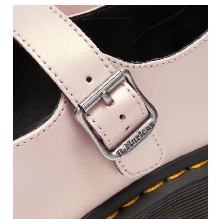 Online Półbuty Dr. Martens ELPHIE MJ MARY JANE Powder Pink+Gold Shift Leather 41092650 Damskie Półbuty|Balerinki