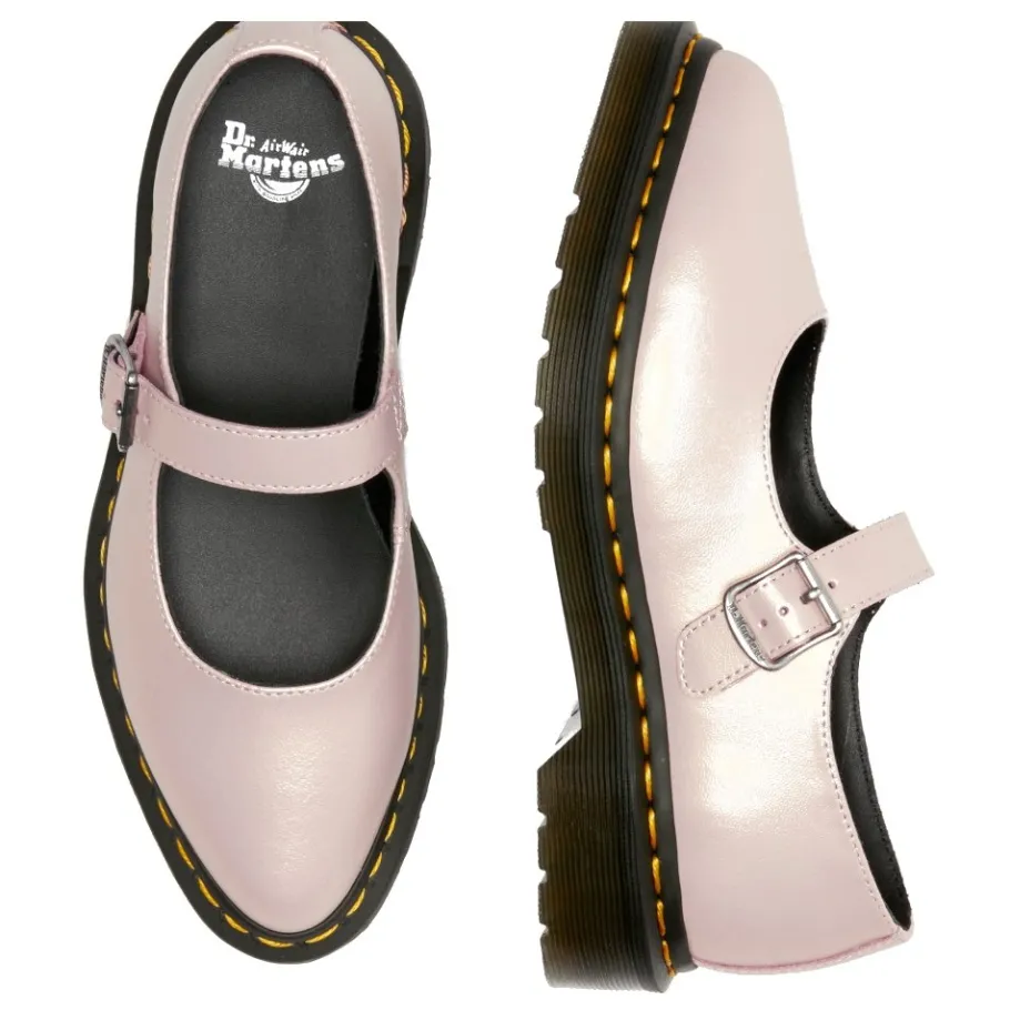 Online Półbuty Dr. Martens ELPHIE MJ MARY JANE Powder Pink+Gold Shift Leather 41092650 Damskie Półbuty|Balerinki