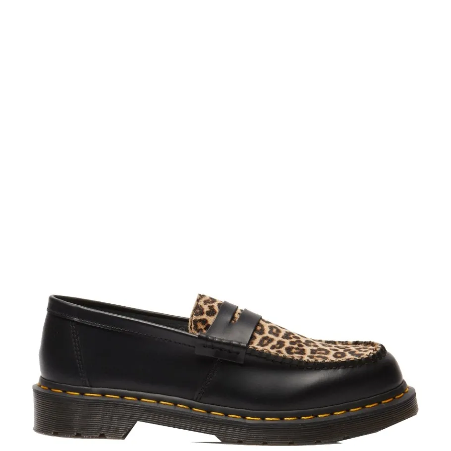 Best Półbuty Dr. Martens PENTON Black+Light Tan Smooth+Mini Leopard Spot Hair On 41186001 Damskie Półbuty|Półbuty