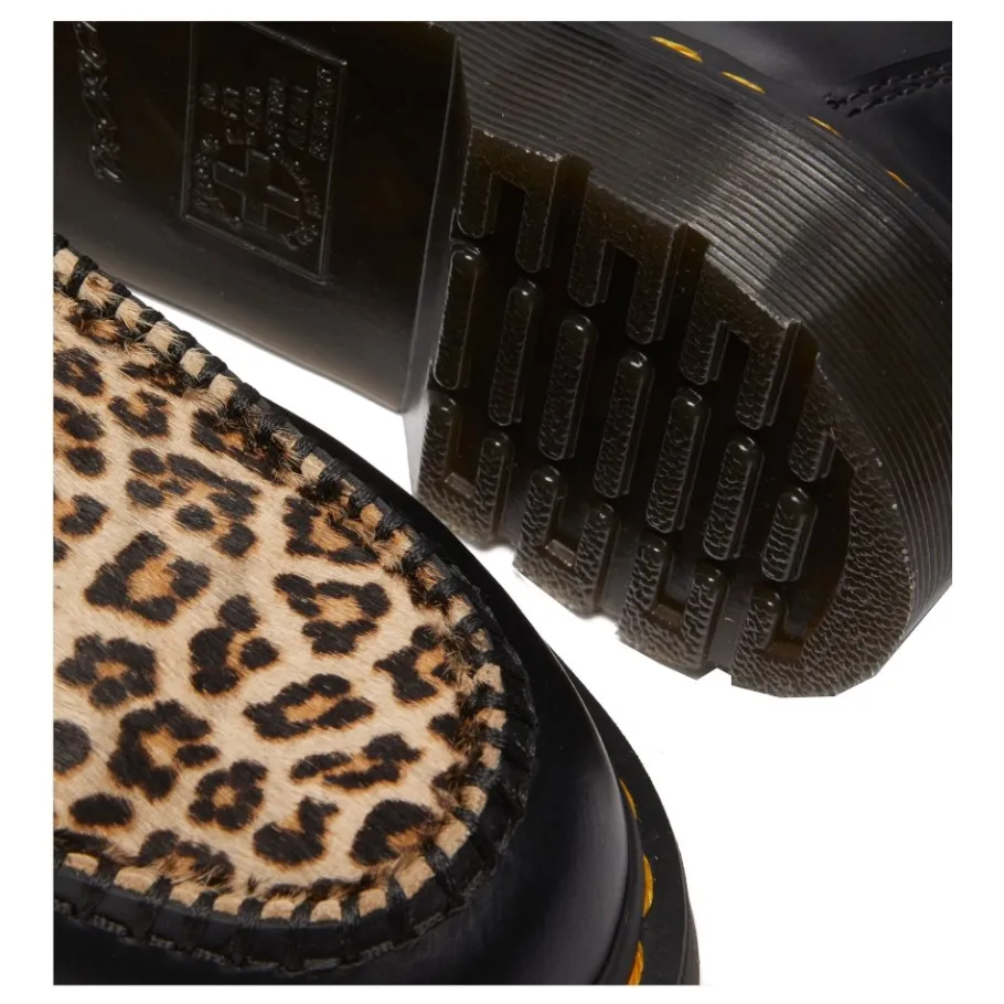 Best Półbuty Dr. Martens PENTON Black+Light Tan Smooth+Mini Leopard Spot Hair On 41186001 Damskie Półbuty|Półbuty