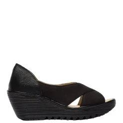 Discount Sandały damskie Fly London YOMA 307 skórzane czarny P501307000 Damskie Sandały|Czółenka